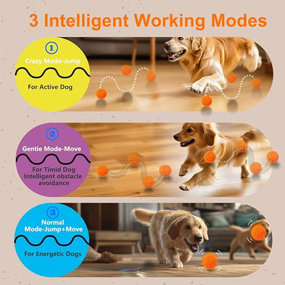 Interactive Dog Ball, Automatic Moving, Bouncing Chew Toys, Wicked Balls with 3 Modes, E-TPU Vibrating Dog Ball for Medium and Large Dogs, IP54 Waterproof, Birthday Gifts for Dogs(Orange)