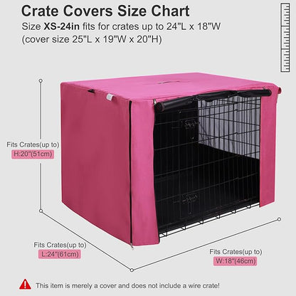HiCaptain Breathable Dog Crate Cover 36 Inch, Durable Heavy Duty Kennel Cover, Dual Zippered Panels, Windproof Waterproof UV-Resistant(Pink)