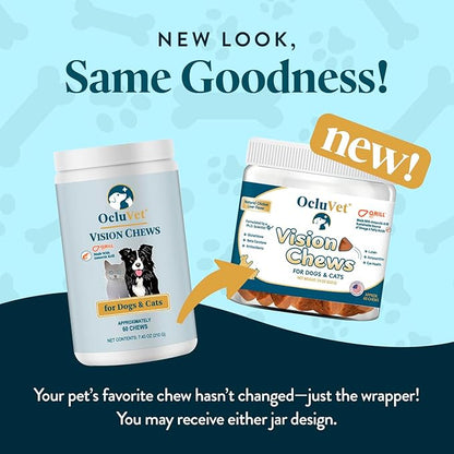 Bundle Eye Supplements for Dogs & Cats | Vision Chews with Omega-3 for All Ages | Includes 60 Chicken Liver Flavored Chews & Pet Eye Drops, 16 mL | Antioxidants & 2% NAC for Cataracts