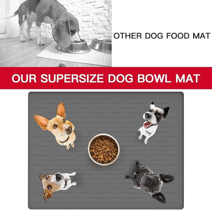 48" x 32" Largest Pet Food Mat, XXXL Silicone Dog Mats for Food and Water, Nonslip Pet Feeding Mats for Floors,Dog Cat Bowl Mat with Raised Edges, Avocado Green