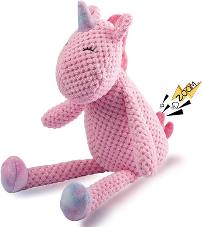 GOOLA Squeaky Dog Toys - Durable Plush Toys with Squeaker & Crinkle Paper, Unicorn Themed Pack for Puppy to Large Dogs
