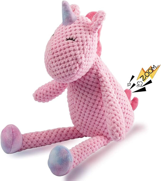 GOOLA Squeaky Dog Toys - Durable Plush Toys with Squeaker & Crinkle Paper, Unicorn Themed Pack for Puppy to Large Dogs
