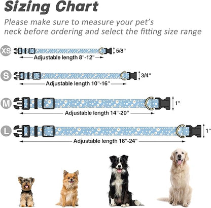 Reflective Dog Collar for Extra Small Dogs, Cute Daisy Theme Adjustable Heavy-Duty Nylon Puppy Collar for Boy and Girl Female, Soft Pet Accessories with Quick Release Buckle, Neck 8-12", Blue