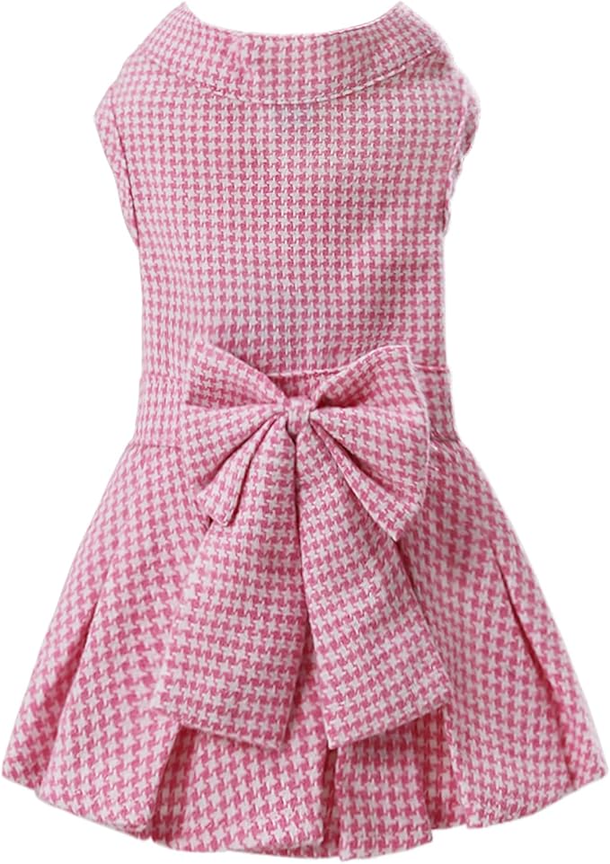 Pet Dresses for Small Dogs Cats Girl, Cute Princess Bowknot Dress Puppy Shirt All Weather Skirt Clothes Cat Apparel for Birthday Wedding Party Holiday (Pink, Large)