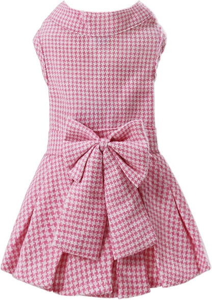 Pet Dresses for Small Dogs Cats Girl, Cute Princess Bowknot Dress Puppy Shirt All Weather Skirt Clothes Cat Apparel for Birthday Wedding Party Holiday (Pink, Large)