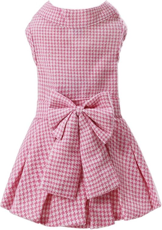 Pet Dresses for Small Dogs Cats Girl, Cute Princess Bowknot Dress Puppy Shirt All Weather Skirt Clothes Cat Apparel for Birthday Wedding Party Holiday (Pink, XX-Small)