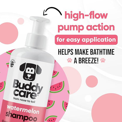 Watermelon Dog Shampoo by Buddycare | Dry Skin & Itchy Skin Relief for Smelly Dogs | Deep Cleansing Shampoo for Dogs Puppy Sensitive Skin | Dog Shampoo & Conditioner | with Aloe & Vitamin B5 (16.90oz)