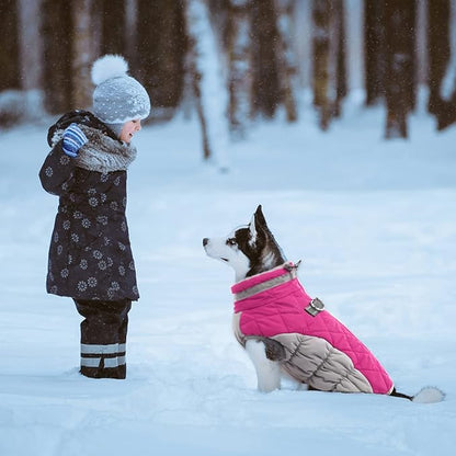 Lelepet Dog Coat Warm Dog Winter Coat Waterproof Dogs Jacket with Harness Built in Reflective Pet Fleece Vest Zip-Up Cold Weather Coats for Dogs Turtleneck & Windproof Coats Chihuahua Rose Red XS