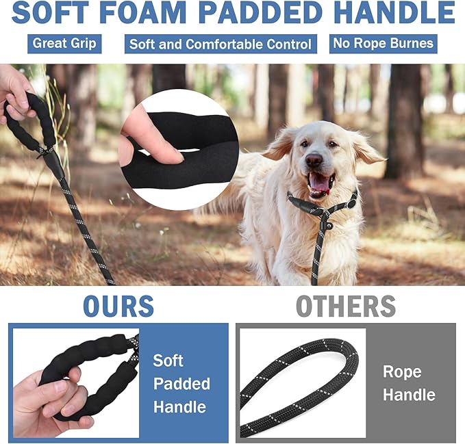 HOMIMP Slip Lead Dog Leash 6 FT - Reflective 4 PCS Bulk Color Heavy Duty Rope Dog Leash for Small Medium Large Dogs Puppy - Soft Long Padded Handle Thick Dog Leashes for Shelter, Vet, Training