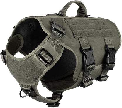 ICEFANG GN3 Tactical Dog Harness with 6X Buckle,Dog Molle Vest with Handle,3/4 Body Coverage,Hook and Loop Panel for ID Patch,No Pulling Front Clip (XL (32"-39" Girth), Ranger Green)