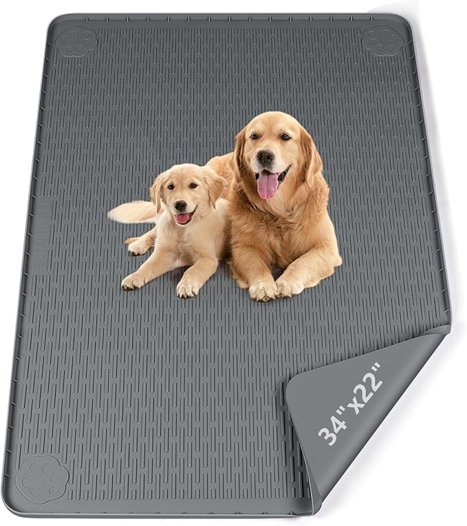 Pee Pads for Dogs, 34" x 22" Extra Large Reusable Silicone Mat, Washable Puppy Training Pads for Potty Training, Non-Slip, Leak-Proof, Indoor Floor Protection (Dark Grey)
