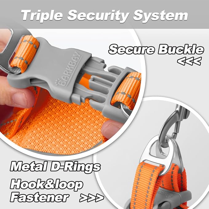 Dog Harness and Leash Set,Step in Small Sized Dog Harness,Soft Mesh,No-Chock,Reflective Adjustable,Secure with Hook & Loop Fastener,Puppy Vest for Small,Medium Dogs(Orange,M)
