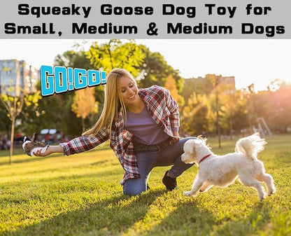 JKW Pet Dog Toys, Plush & Stuffed Goose Toys，Squeaky Puppy Toys (Goose, M)