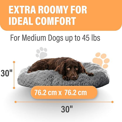 Active Pets Medium Dog Bed, Calming Orthopedic Pet Bedding for Anxiety Relief, Joint Support & Comfort, Washable Dog Furniture, Med 45lbs, Dark Grey