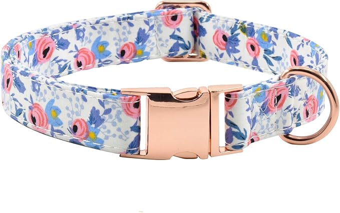 Metal Buckle Dog Collar, Durable Adjustable Dog Collar Soft for Small Medium Large Dogs (S(10-14in), Flower2)