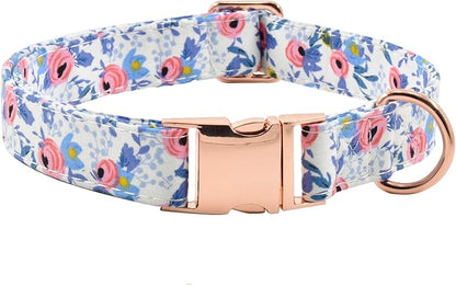 Metal Buckle Dog Collar, Durable Adjustable Dog Collar Soft for Small Medium Large Dogs (S(10-14in), Flower2)