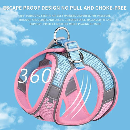 AIITLE Dog Harness, No-Pull Cat Harness with a Leash, Adjustable Reflective Dog Vest, Cat Harness Escape Proof, Outdoor Walking, Running,Training for Extra Small Dogs and House Cats Pink XXXS