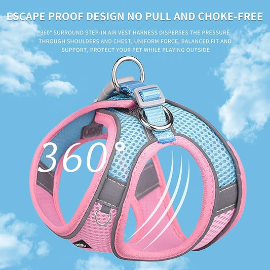 AIITLE Dog Harness, No-Pull Cat Harness with a Leash, Adjustable Reflective Dog Vest, Cat Harness Escape Proof, Outdoor Walking, Running,Training for Extra Small Dogs and House Cats Pink XXXS