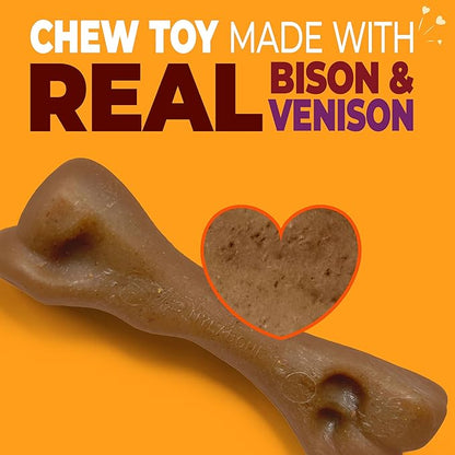 Nylabone Femur Bone Strong Chew Toy for Dogs Made with Real Bison & Venison, Durable Dog Chew Bones for Aggressive Chewers, Long-Lasting Flavor Keeps Dogs Busy, Small Dog Toys - Up to 25 lbs, 1 Count