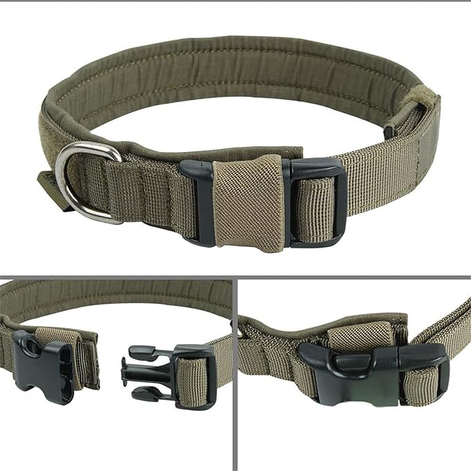EXCELLENT ELITE SPANKER Tactical Small Puppy Dog Collar Nylon Adjustable Heavy Duty Military for Small Medium and Large Dogs Pet Soft Padded Dog Collar(RGN-M)