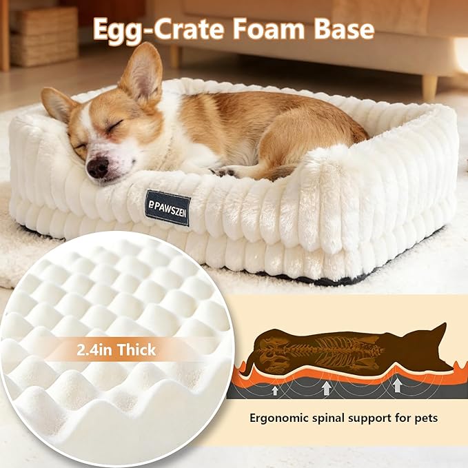 Dog Bed with Base, High Resilience & Supportive Dog Bed Medium Size Dog & Small Dog Bed, Raised Sides, Non-Slip Bottom Dog Beds for Small Dogs & Cats, Removable & Machine Washable