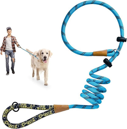 lynxking Slip Lead Dog Leash Reflective, Heavy Duty Comfortable Strong Rope for Large Medium Small Dogs No Pull Pet Training (Light Blue, 2PCS Large 1/2in x 6ft)