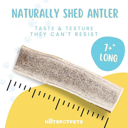 hotspot pets Premium Split Elk Antlers for Dogs - 7 Inch Large Dog Chews (2 Pack) Made in USA -Naturally Shed Antler Bone for Large Breed Chewers -Promotes Natural Dental Hygiene