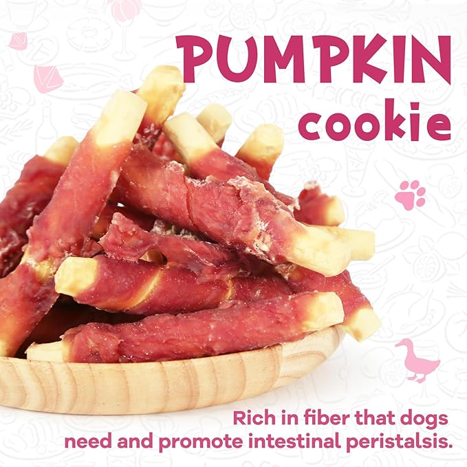 PAWUP Dog Treats Pumpkin Biscuits Sticks w/Duck Low Fat Dog Snacks, Healthy Biscuits with Taurine for Small Dogs, 12.5 oz (28-32 Count