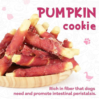 PAWUP Dog Treats Pumpkin Biscuits Sticks w/Duck Low Fat Dog Snacks, Healthy Biscuits with Taurine for Small Dogs, 12.5 oz (28-32 Count