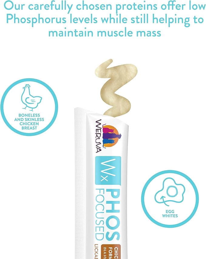 Weruva Wx Phos Focused, Chicken Formula Lickable Cat Treats, 0.5oz Tube, Pack of 50