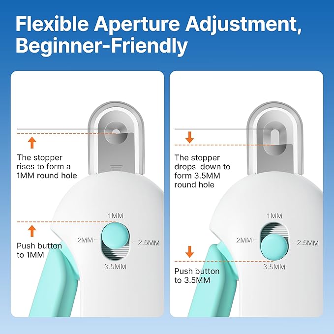 Potaroma Cat Nail Clipper with Adjustable 3-Size Trimming Hole & Hidden Nail File | Safe Toenail Trimmer for Kittens & Indoor Cats | Anti-Splash Claw Cutter for Grooming (Blue)
