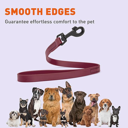 Dogline Biothane Waterproof Dog Leash Strong Coated Nylon Webbing with Black Hardware Odor-Proof Easy to Clean High Performance for Small or Large Dogs Made in USA 2 ft Lead, Merlot Burgundy