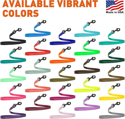 Dogline Biothane Waterproof Dog Leash Strong Coated Nylon Webbing with Black Hardware Odor-Proof Easy to Clean High Performance for Small or Large Dogs Made in USA 2 ft Lead, Dark Chocolate Brown
