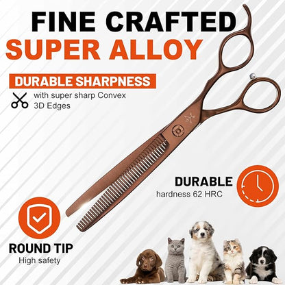 High-end Professional Dog Grooming Thinning Scissors Teeth Cutting Blending Shears Pet Texturizing Shears 7 Inch Extremely Very Sharp Stainless Steel Alloy For Cat Other Animals Groomer