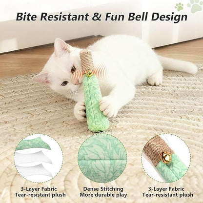 HivaolJoy 3 Pack Catnip Toys for Cats, Funny Kicker Cat Toys with Dental Rope & Jingle Bell, 100% Organic Catnip Catnip Toys, Bite-Resistant Chew Toy for Kitten Teething, Indoor Cat Toys