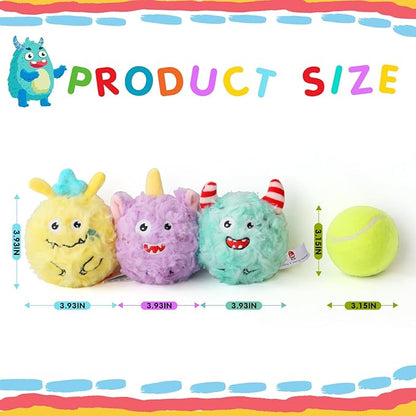 D KING D KING 3Pack Squeaky Dog Balls,2 in1 Funny Puppy Ball Toys,Dog Toy for Small Medium Dogs,Squeezable squeaking Toys,Balls for Games(Monster Ball)