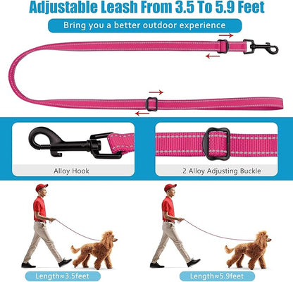 Martingale Dog Collar and Leash Set Martingale Collars for Dogs Reflective Martingale Collar for Small Medium Large Dogs(Hot Pink&S)