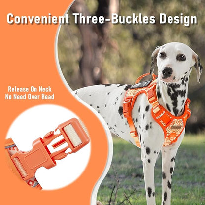Tactical Dog Vest Harness No Pull Easy Walker Pet Harness for Walking Training Hiking for M Sized Dogs with 2 Leash Clips 3 Buckles Reflective Strip Soft Padded Handle, Tribal, French Bulldog