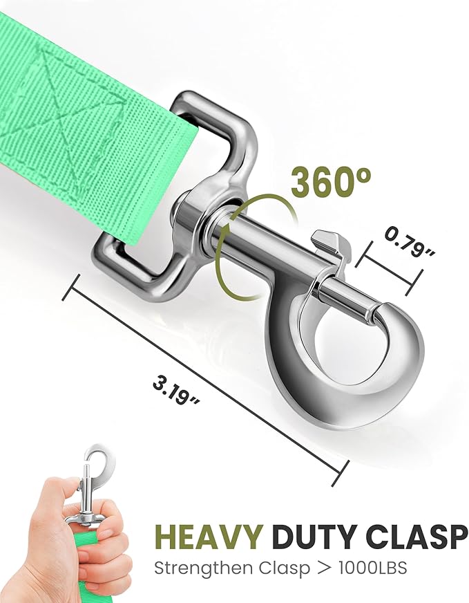 OutdoorMaster Bungee Dog Leash, Heavy Duty Dog Leash with Shock Absorption, 2 Padded Handles Training Leash, Improved Dog Safety and Comfort - Green Upgraded, 4 FT