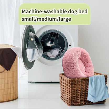 Comfort Donut Dog Bed for Small Dogs, Cat Bed & Pet Bed for Indoor Use, Medium Size with Soft Plush, Round Dog Beds for Large Dogs and Cats(Rubber Red,24''Lx24''Wx8''Th)