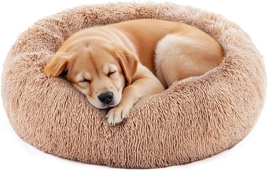 NEWBULIG 30.7x30.7 Inch Dog Bed Large Sized Dog, Donut Shape Cat Beds for Indoor Cats with Washable, Anti-Slip, Faux Fur
