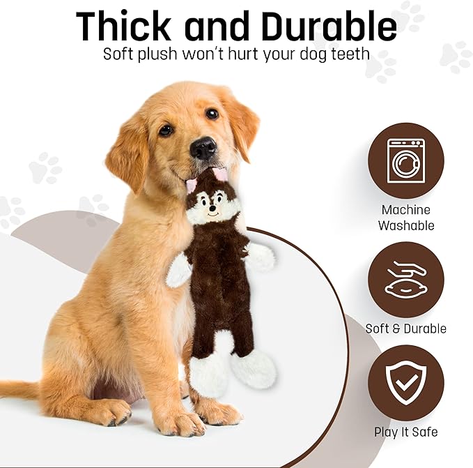 FGA MARKETPLACE Pack of 3 Flat NO Stuffing NO Squeak Plush Dog Toy, Funny Style Will Entertain Your Pet for Hours, Recommended for Small and Medium Dog 21 INCH Long