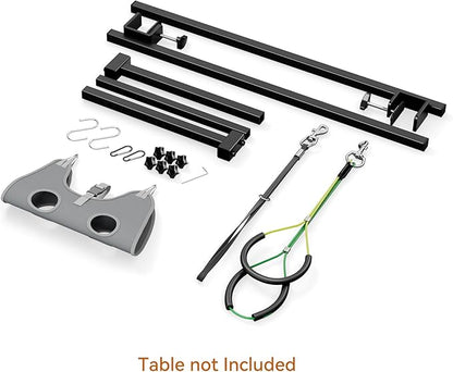Dog Grooming Arm for Table, S Size, Adjustable 42" Height & 35"–44" Width, H-Shape Stable Grooming Stand, Clamp Fits up to 2.76", with Hammock & 2 Nooses for Home Grooming & Nail Trimming