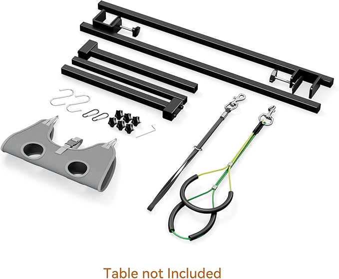 Dog Grooming Arm for Table, M Size, Adjustable 42" Height & 35"–44" Width, H-Shape Stable Grooming Stand, Clamp Fits up to 2.76", with Hammock & 2 Nooses for Home Grooming & Nail Trimming