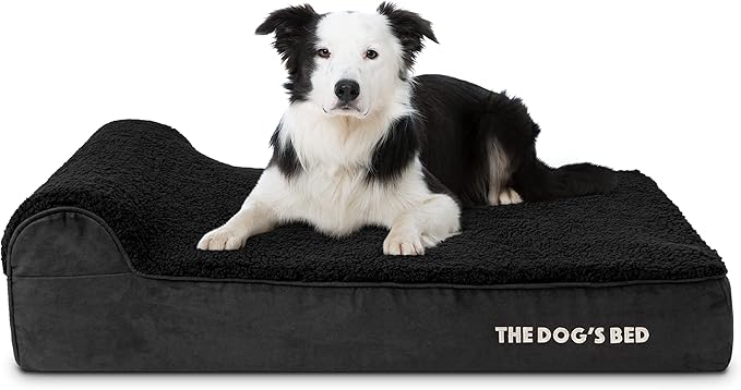 The Dog’s Bed Orthopedic Headrest Dog Bed Large Black Plush, Memory Foam, Pain Relief for Arthritis, Hip & Elbow Dysplasia, Post Surgery, Lameness, Waterproof Washable Cover, Veterinary Approved