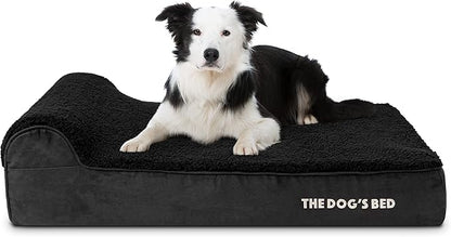 The Dog’s Bed Orthopedic Headrest Dog Bed Large Black Plush, Memory Foam, Pain Relief for Arthritis, Hip & Elbow Dysplasia, Post Surgery, Lameness, Waterproof Washable Cover, Veterinary Approved