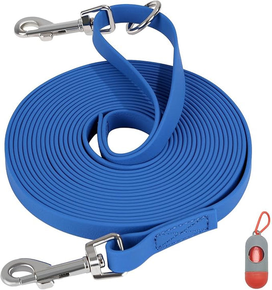 Waterproof Long Leash for Dogs Training 16FT/30FT/50FT, Long Dog Leash Heavy Duty Lead for Large Medium Small Dogs Outside Walking, Playing, Camping, or Yard(Blue 50FT)