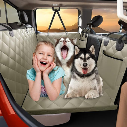 ROUWINNE Back Seat Extender for Dogs Truck-Large Space, Pet Seat Cover Back Seat Hard Bottom Holds 400lbs, Waterproof Dog Hammock for Crew Cab Trucks F150, RAM1500, Sierra, Tundra, Silverado