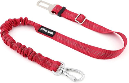 APakBak Dog Seat Belt for Car, Adjustable Dog Car Harness Seatbelt for Small Medium Large Dogs, Heavy Duty Travel Safety Restraint with Locking Aluminum Hook & Reflective Nylon Strap, Red
