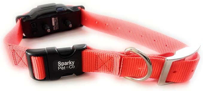 Sparky Pet Co - ECollar Replacement Strap - Double Buckle Dog Collar - Rugged Nylon - Adjustable - D Ring - Quick Release Metal Clasp - for Invisible Fence Systems - 3/4" x 21" - Neon Orange
